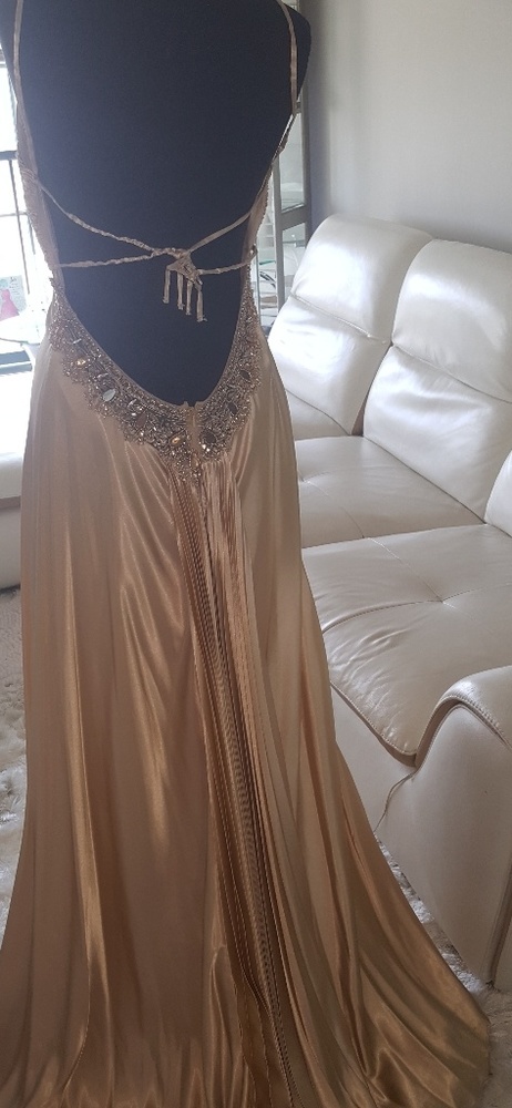 Gold Backless Gown with Shawl